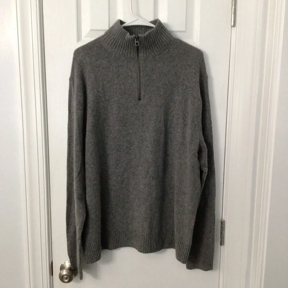 J.Crew Men’s Gray Merino Wool Blend Half-Zip Sweater - Size XL
